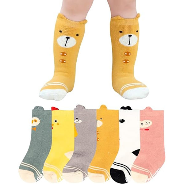 Baby Girls' Anti-Slip Socks Winter Cotton Pack of 6 M