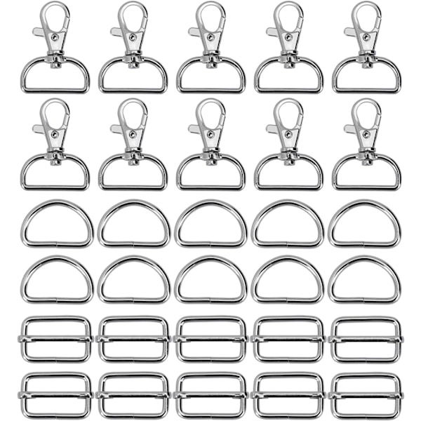 Metallnyckelring Bulk Swivel Snap Hooks D-ringar och spännen för DIY-hantverk Ryggsäck Handväska Läderbälte 10 set