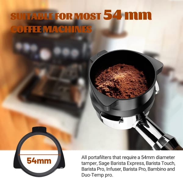 54 mm doseringstragt, kaffedoseringstragt i aluminiumslegering, til Sage Barista Express/Pro (sort)