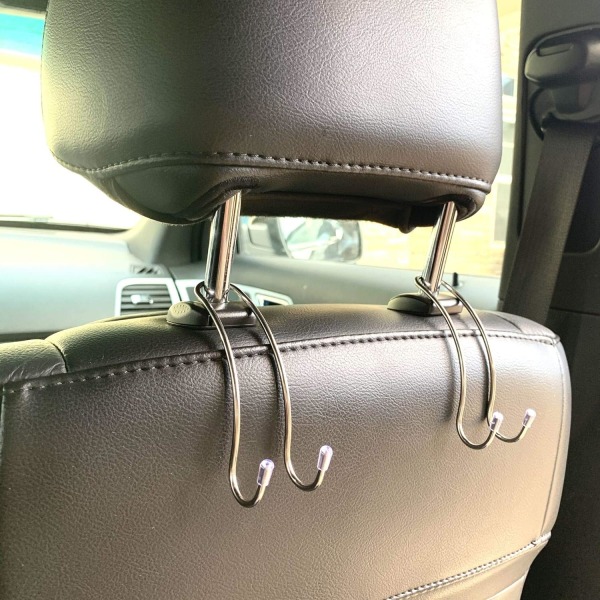Nackstöd i baksäte för bil, hållare för handväska, väska, kappa, diverse och mobiltelefon (4 delar)