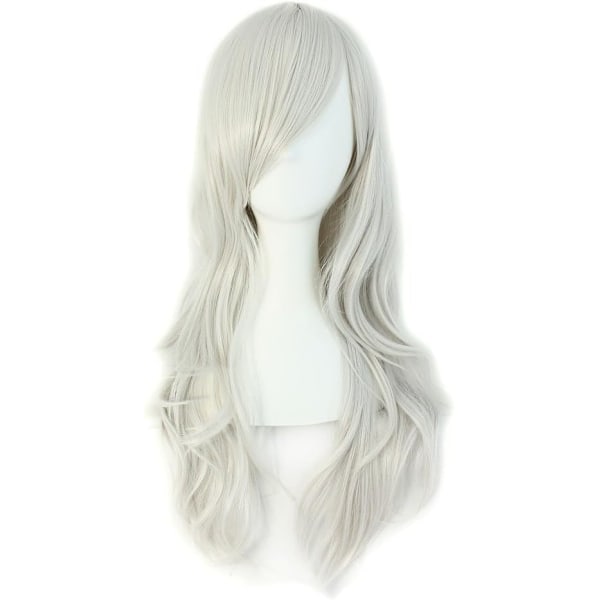 70cm/ 28 tommer Lang Krøllet Dame Krøl Anime Kostume Paryk Silver gray