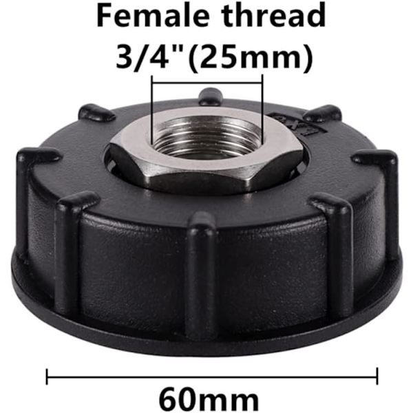 IBC S60X6 Vattentanksadapter Grovgänga med Slangkoppling Rostfritt Stål Ventil Utlopp (3/4\" Invändig gänga)