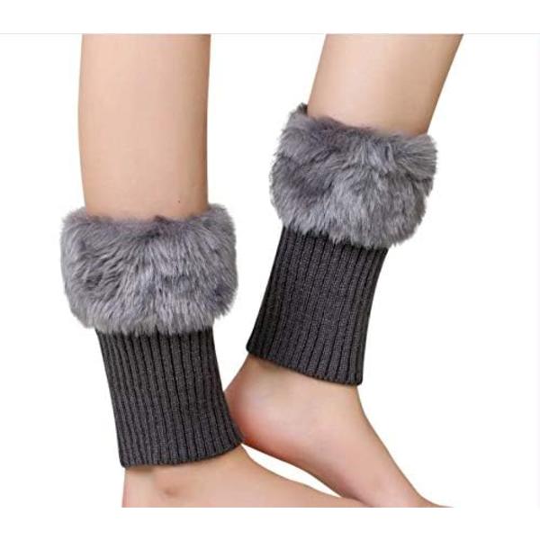 Kvinnor Flickor Varma Boot Cuffs Korta Virkade Boot Cover Dam Mjuka och Bekväma Boot Strumpor Cuff Toppers Snö Strumpor Stickade Korta Värmare Boot Cuff dark gray