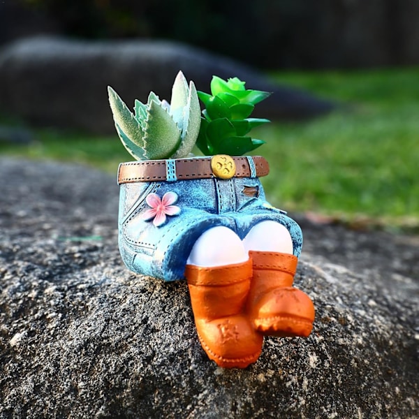 Søde potter til indendørs planter, søde blomsterpotter, unik denimpotte til indendørs planter, dekorative bordpynt, håndværk, plantepotter til balkon, have