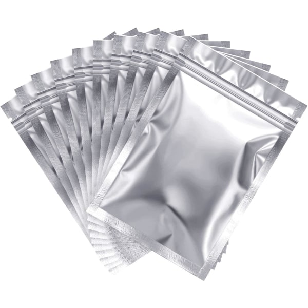 100 Pieces Resealable Bags Foil Pouch Bag Flat Bag for Party Favor Food Storage (Silver, 10*15cm)