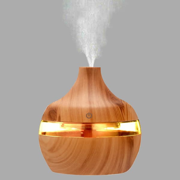 300 ml æterisk oliediffuser, 7 farver LED ultralydsluftfugter, oliediffuser, luftrenser, til hjem, yoga, kontor, SPA, soveværelse, gul