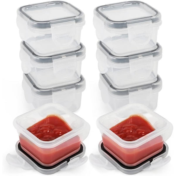 Mini Salladsdressingbehållare Återanvändbara Plastbehållare för Sås Små Såsbehållare med Lock för Lunchlåda Picknick Resa