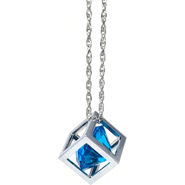 Blue Diamond Cube Crystal Car Backspegel Berlocker, Bling Biltillbehör, Sun Catcher Hängande prydnad med kedja