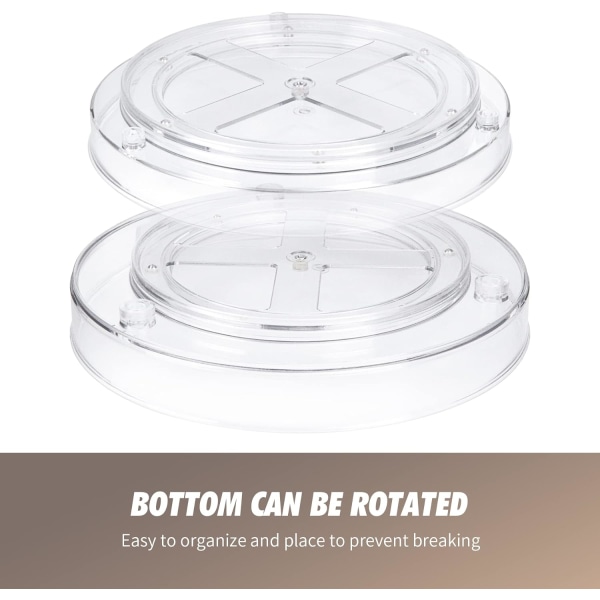 Sæt med 2 Lazy Susan køkken drejeskiver 360° roterende opbevaringsbakker til køkken og badeværelse (27 x 4,6 cm + 23,5 x 3,8 cm)