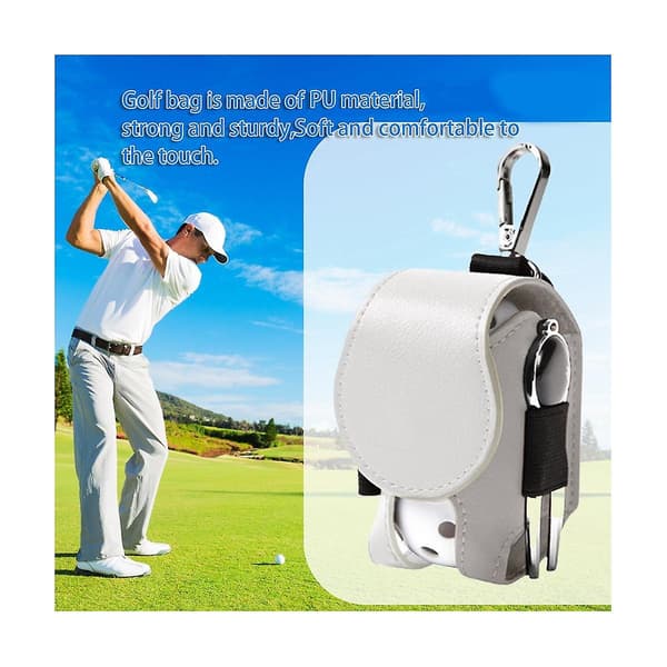 2 stk. Golf Tee Taske Boldpose Mini Læder Golfbold Opbevaringspose Holder Hold Golf Opbevaringstilbehør