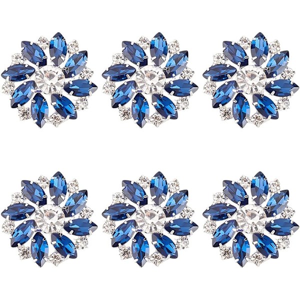 10 stk 28MM Blomst Rhinestone Shank Knapper Krystall Sy På Knapper med 1 Hull og Flat Bakside, Rhinestone Snøfnugg Metallknapper B