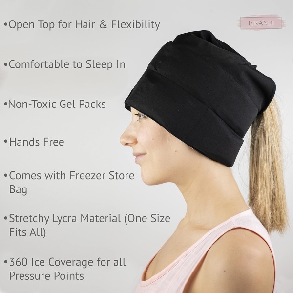 Migrän Relief Headache Hat - Cold Compress Instant Ice Pack - Cap Akupressur för huvud och ansikte