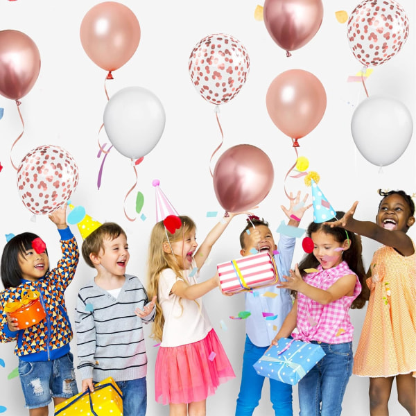 Roseguld och vita ballonger, 50 delar 12 tums roséguld konfettiballonger Roseguld latex partyballongsats för födelsedagsfest