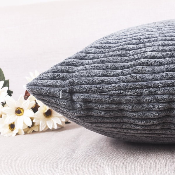 Kuddfodral Set om 2 Mjuka Kuddfodral för Soffa Säng, 18 x 18 tum, Grå