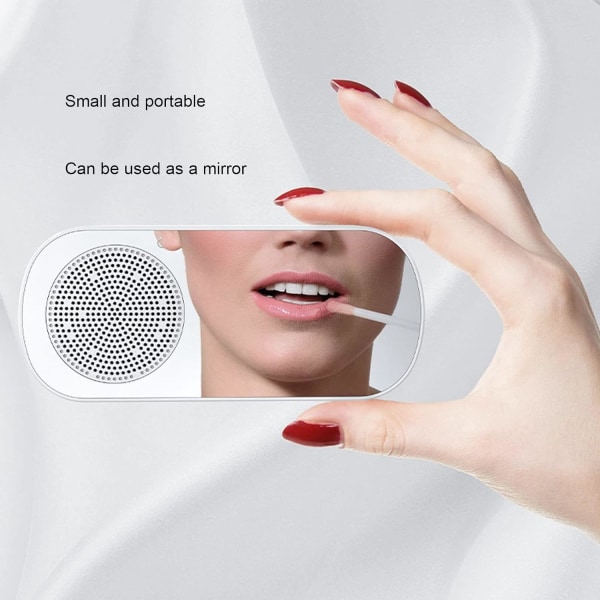 Digital väckarklockradio, Bluetooth V5.0 Hi-Fi-högtalarspegelklocka Dubbel väckarklocka Snooze FM-radio, Micro USB 1600mAh batteri