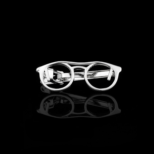 Mænds Brille slipsklips Bar Normal Størrelse Rustfrit Stål Briller Form 4,8cm Sølv