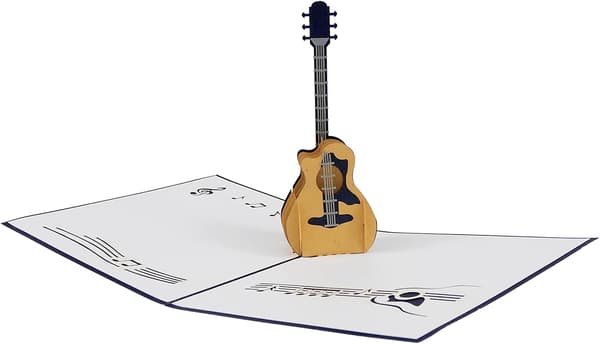 Gitarrdesign 3D Pop Up-kort Gratulationskort Gitarrpresent Musikgåva för gitarrist Musiker