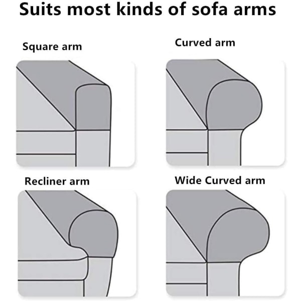 4 kpl:n sarja vedenpitäviä nojatuolin suojuksia, joustavia polyesterisohvan käsinojasuojuksia, elastaanisia sohvan käsinojasuojuksia olohuoneen nojatuoliin (harmaa)