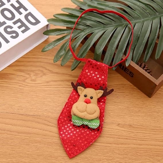 Julslips för barn 2-pack, julslipsar som lyser, paljettförknutna elastiska slipsar, för män pojkar julfestdräkt (grön och röd)