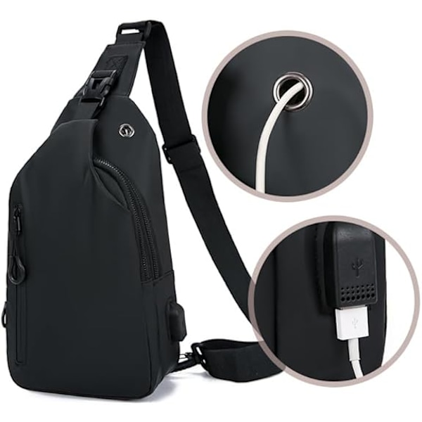 Herrar Axelväska, Män Crossbody Väska, Mini Axeln Bröst Väska, Liten Herr Väska, Svart