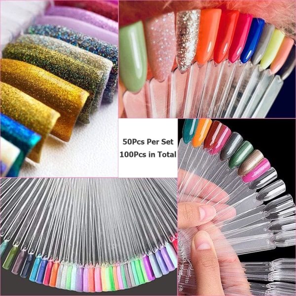 Nagelprover 100 st Nagelprovpinnar Nagel Färgdisplay Nageldisplay Tips Nagelkonst Tips Pinne med Metallring Set 1