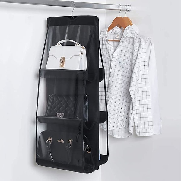 2 stk. Garderobes Opbevaringspose, Skab Organizer Pose, Håndtaske Hanger Organizer til Skab, til College, Student, Stue
