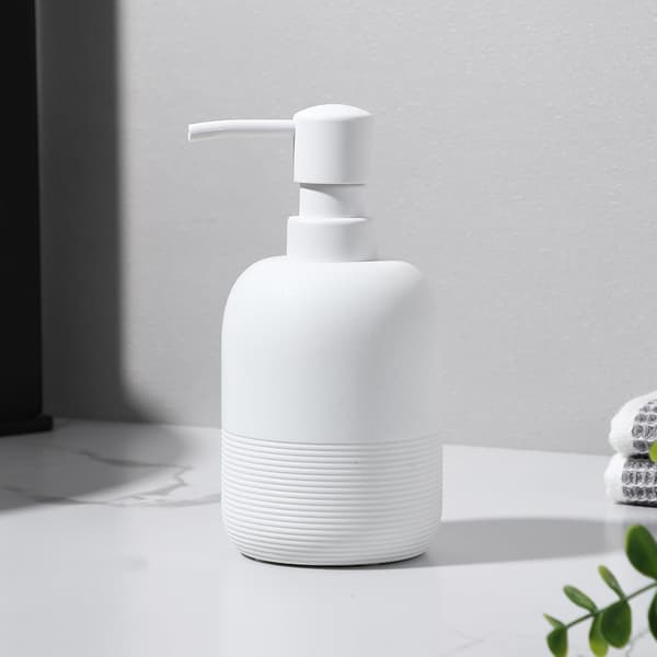 Sæbedispenser, håndsæbe lotiondispenser til badeværelsesbordplade, sæbedispenser til køkkenvask, hvid
