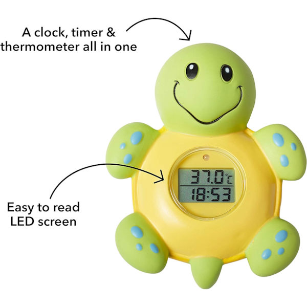 Badetermometer og klokke, skilpadde