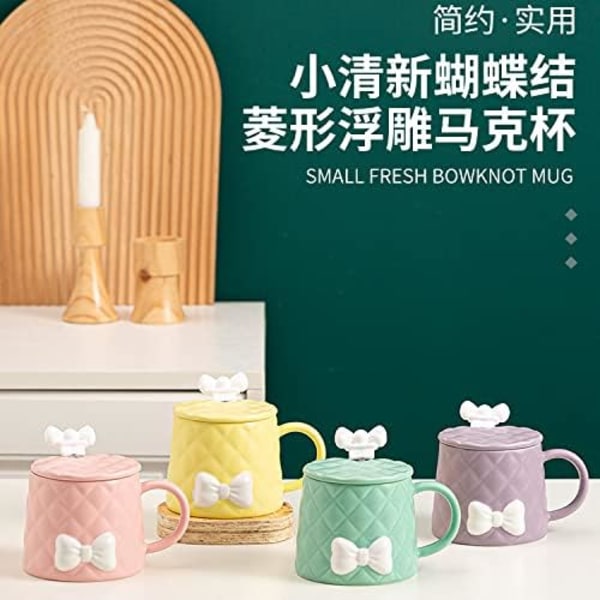 Kawaii-muki, söpö rusettikeramiikkamuki, söpö tyttövesimuki, söpö maitomuki, söpö kahvimuki