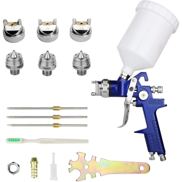 Spray Gun with Replaceable Nozzles Needle Cap Automotive Air Paint Sprayer Gun Kit for Car Primer,Furniture Surface Spraying