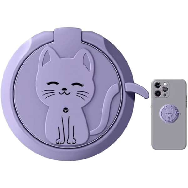 Katt Fingerring Metall Mobilhållare Söta Mobilringstativ Purple