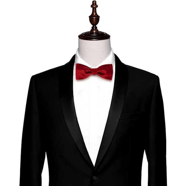 Herr Solid Bowtie Woven Självbindande Fluga Smoking & Bröllop Fluga (röd)