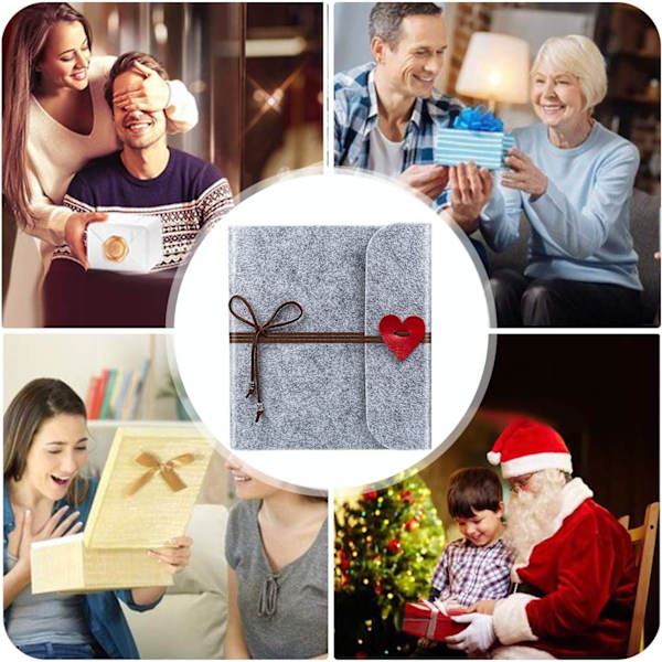 DIY fotoalbum, vintage filt skrapbok album, svarte sider