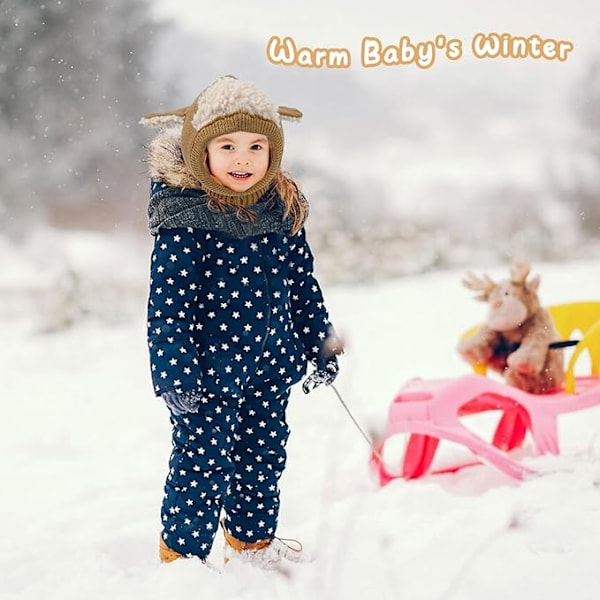 Baby Vintermössa Vintermössa Halsduk för Barn Vinter Stickad Mössa Söt Varm Halsduk Stickad Beanie Mössor med Pompom för 1-4 År Gamla Baby Flickor Pojkar