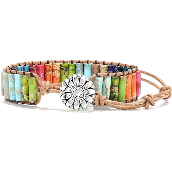 7 Chakra Armbånd til Kvinder med Ægte Sten Læder Wrap Healing Perle Armbånd Kvinder Mænd Boho Venskabssmykker