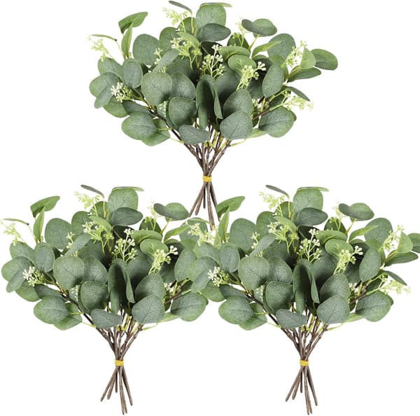 Konstgjord Eukalyptusfröstjälk 12 st Grönska Eukalyptusblad Grenar 29 cm Eukalyptusväxt Bulk för Bröllop, Trädgård