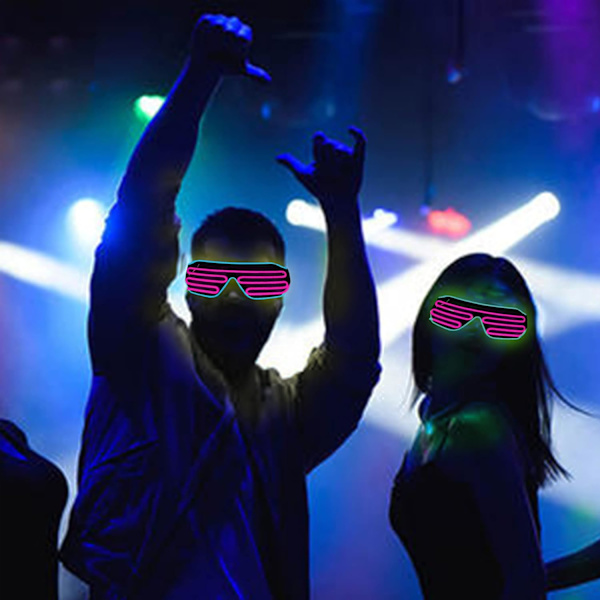 Glow In Dark Flashing Led Solbriller, Lysende Briller Til Fester, EDM, Halloween RB01 (Blå+Rosa)