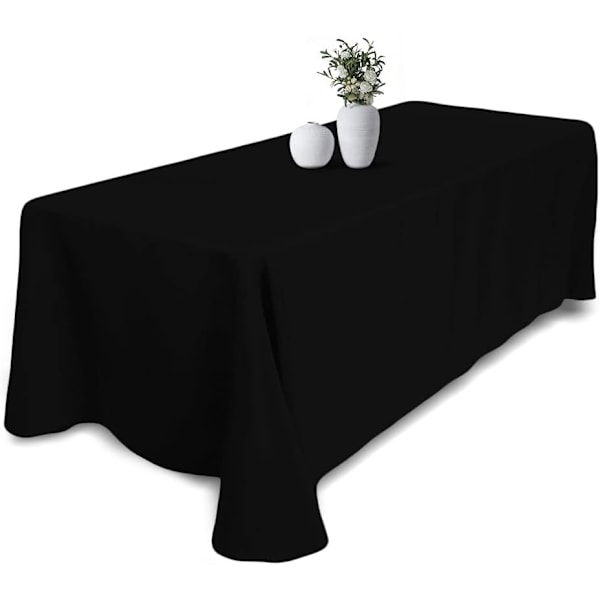 Svart duk - 60X126 tommers rektangulær duk i polyester, til 4 fots bord i vaskbar flekk- og rynkebestandig, juleduk 153*320cm