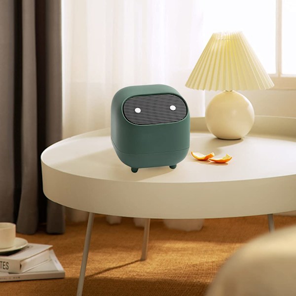 Mini søppelbøtte for skrivebord med lokk, dobbeltlags ninja-formet søppelbøtte, effektivt isolerer lukt fra kjøkken og bad.