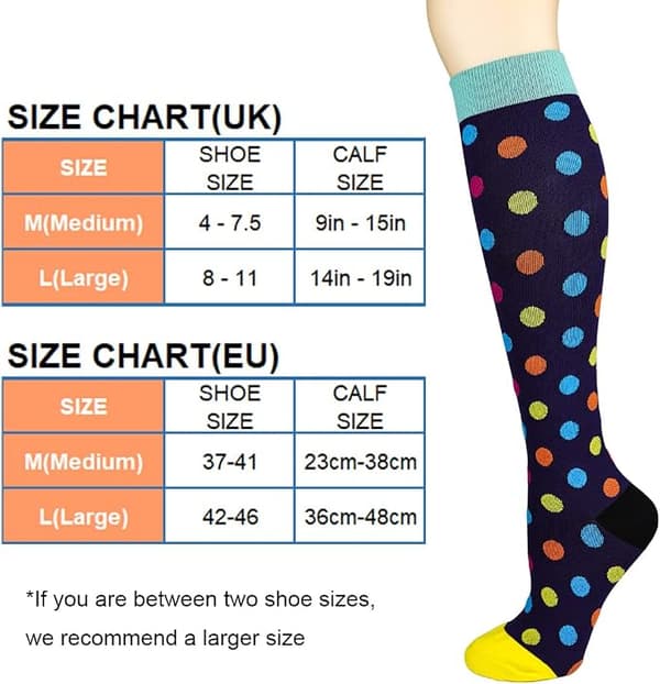 5 par kompressionsstrømper, knæhøje, støtte strømper Mixed colors S/M