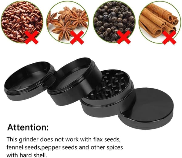 Urtegrinder, Grinder til tør urt Bærbar zinklegering Metal Grinder, Sort, 5x4cm