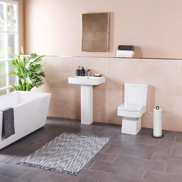 Fritstående toiletpapirholder, sort toiletpapirholder til opbevaring af 3 ruller toiletpapir (sort)