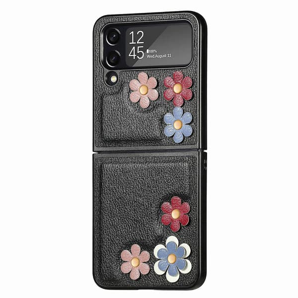 Blommigt mönsterfodral kompatibelt med Galaxy Z Flip4 5g vikbar smartphone