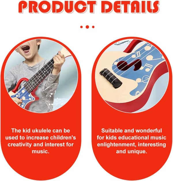 Barn Gitarr Pedagogisk Ukulele för Barn Leksaksgitarr Plast Ukulele Nybörjar Ukulele Tidig Utbildning Ukulele Barn Ukulele Röd Nylon