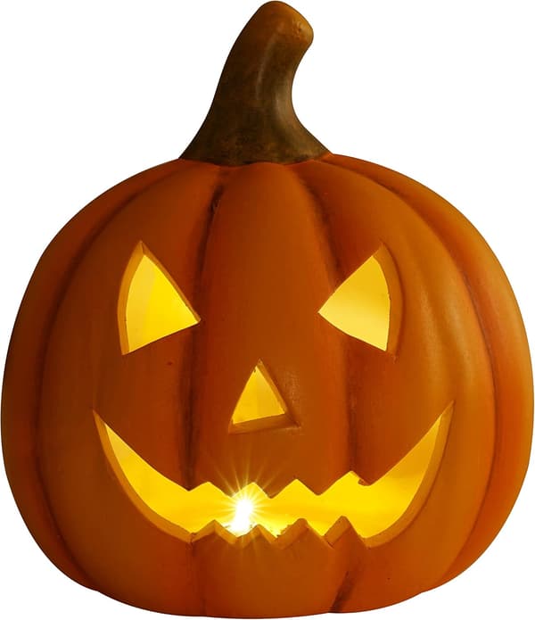Halloween Dekorativ Pumpa Höstdekoration Lykta LED Timer Belyst (Varmvit, Terrakotta)