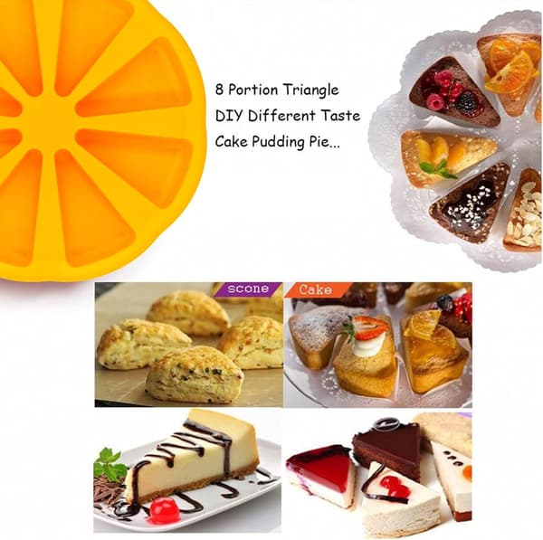 Silikonebageforme, Trekantet silikoneform, 8 hulrum silikone kageform, til scones, chokolade, køkkenbageudstyr, orange