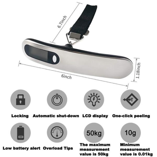 Matkalaukkuvaa'at, 50kg/110lb Kannettava Mini Matkalaukkuvaa'at Kotitalouden Digitaalinen Näyttövaa'at Sovellettu Lentokoneiden Matkatavarat Ulkoilmavaa'at Punnitusvaaka