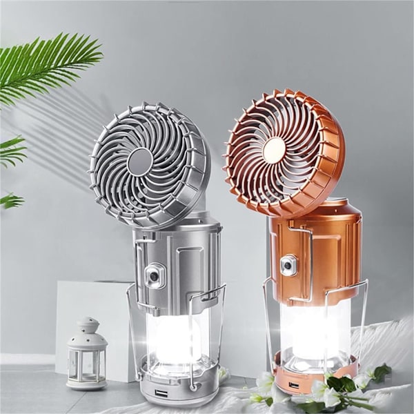 Campinglys til udendørs, kraftig lommelygte ventilator campingtelt lys med ventilator foldbar belysning