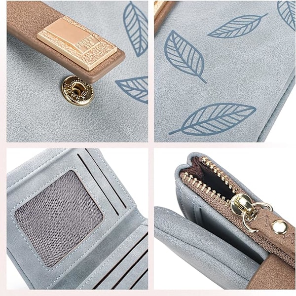 Plånbok Dam Vegan Läder, Liten Handväska Blue