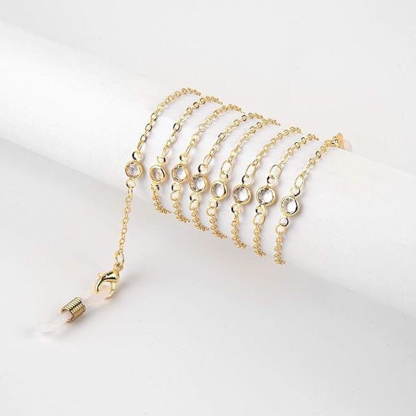 Kvinners Brillekjede Transparent Zirkon Solbriller Kjede/Brilleholder/Brille Halskabel Rose gold